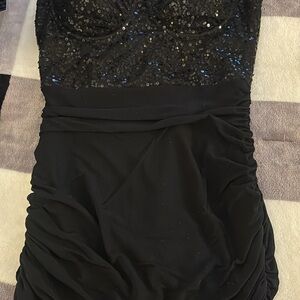 Windsor Black Strapless Sequin Dress New